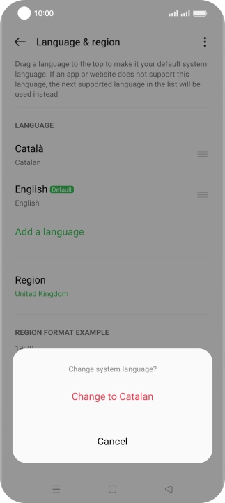 Press Change to ‹language›.