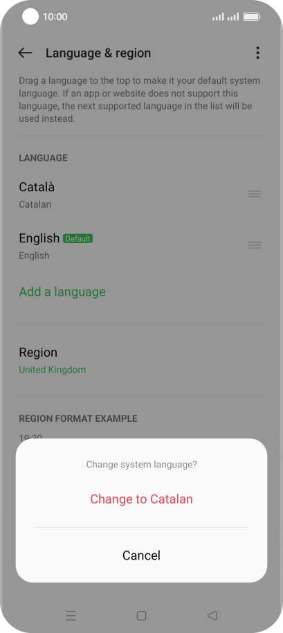 Press Change to ‹language›.