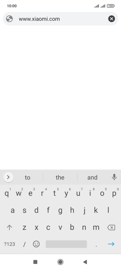 Key in the address of the required web page and press arrow right.