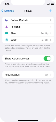 Press the required focus mode.