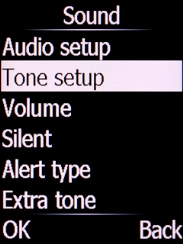 Select Tone setup and press the Left selection key.