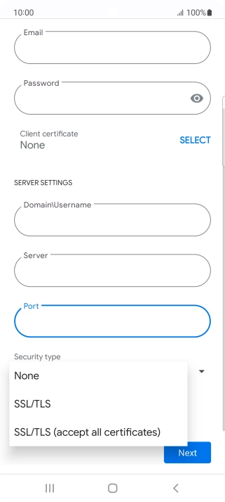 Press the required setting.