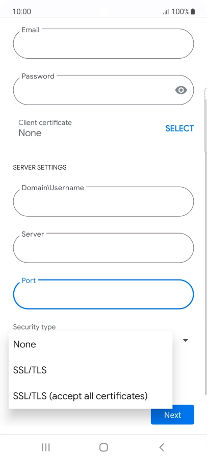 Press the required setting.
