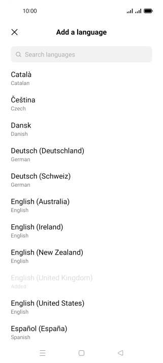 Press the required language to add it to the list of phone languages. Press the required language to add it to the list of phone languages.