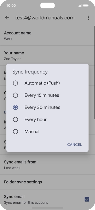 Press the required setting. Press the required setting.