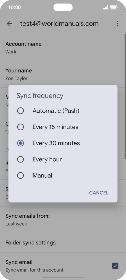 Press the required setting. Press the required setting.