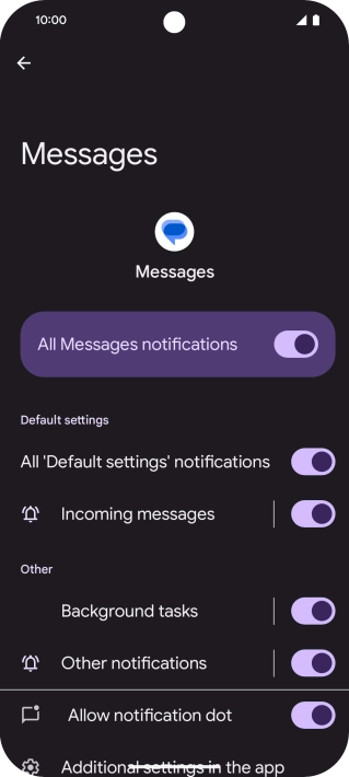 Press the indicator next to 