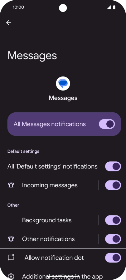 Press the indicator next to 