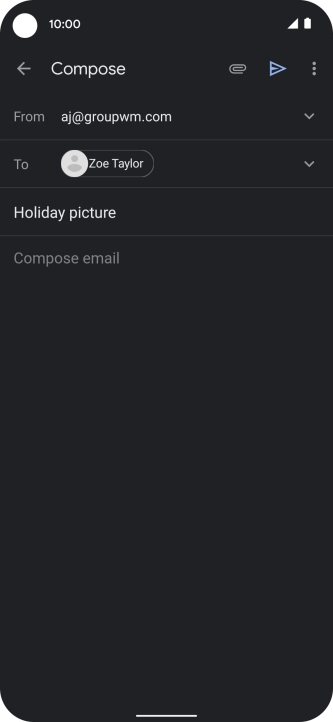 Press the text input field and write the text for your email message.