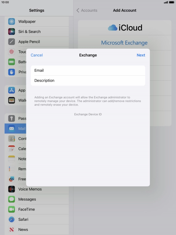 Press Description and key in the required name.