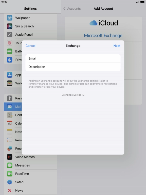 Press Description and key in the required name. Press Description and key in the required name.