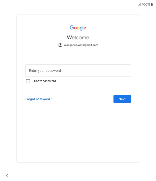Press Enter your password and key in the password for your Google account.