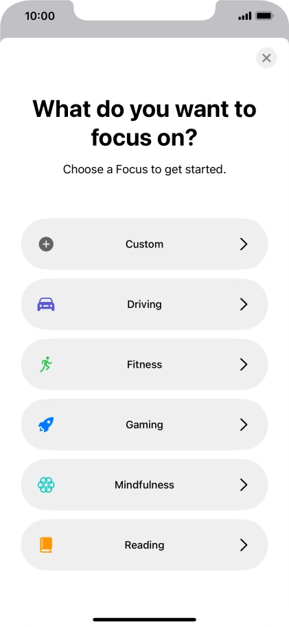 Press the required focus mode and follow the instructions on the screen to add the selected focus mode.