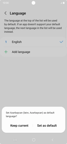 To select the new language as the default phone language, press Set as default.