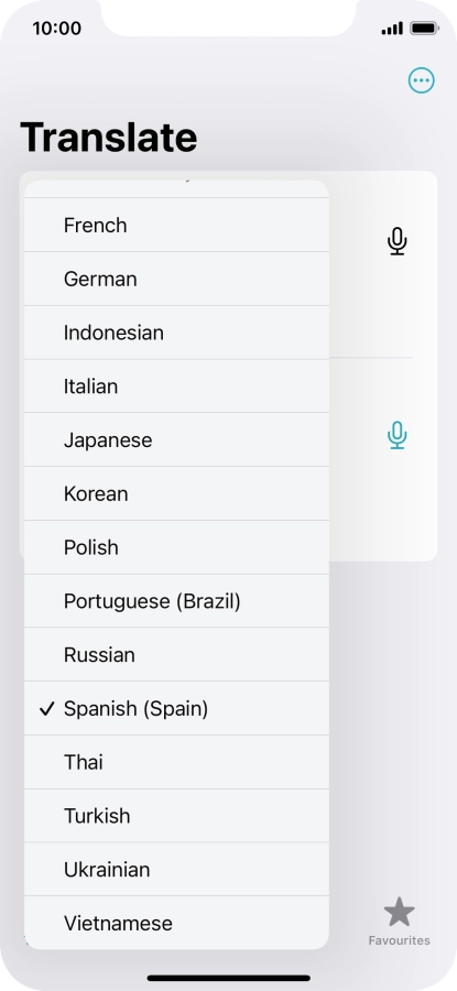 Press the required target language.