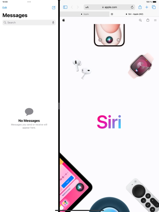 The applications are now displayed on a split screen. The applications are now displayed on a split screen.