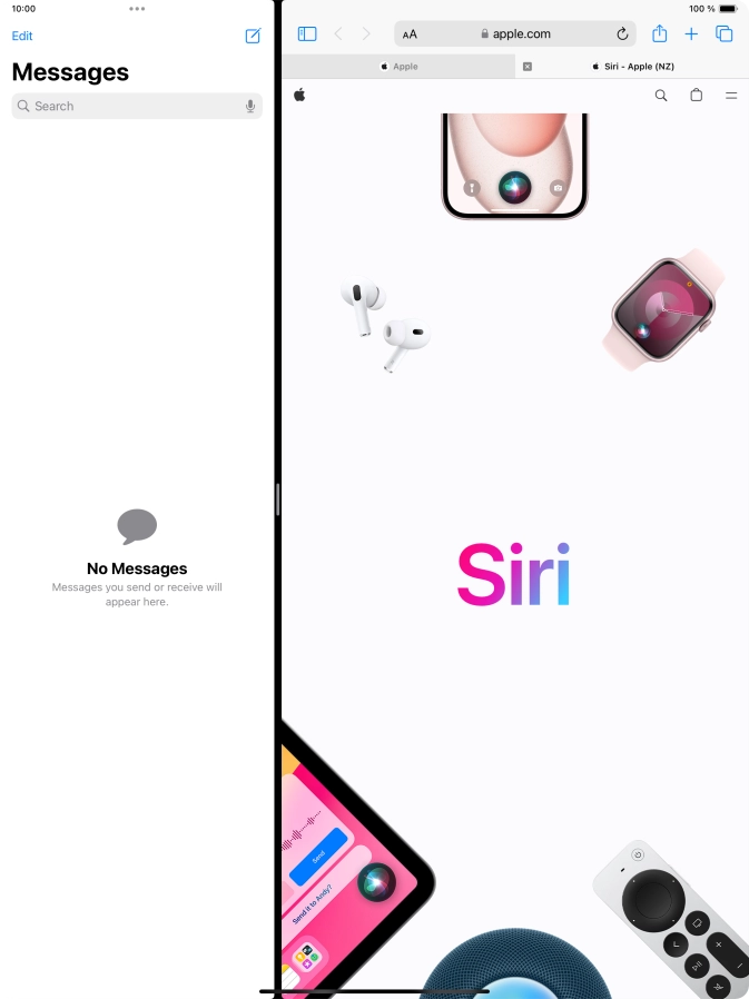 The applications are now displayed on a split screen. The applications are now displayed on a split screen.