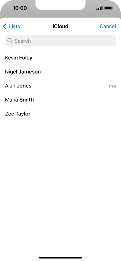 Press the required contact.