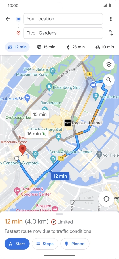 Press the required mode of transportation.