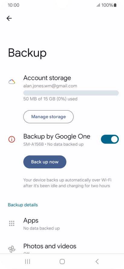 Press Back up now and wait while the phone memory is backed up.