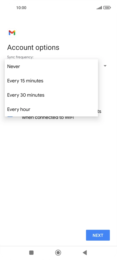 Press the required setting.