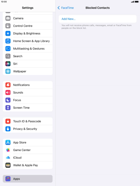 Press Add New... and follow the instructions on the screen to block a contact.