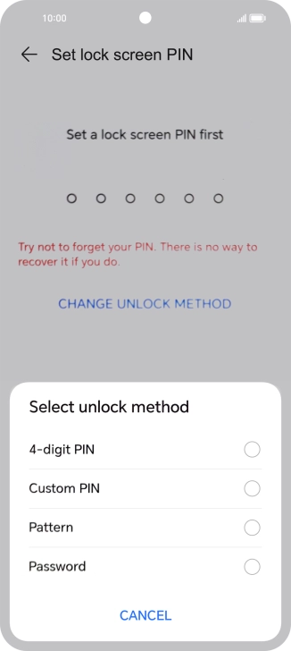 Press the required phone lock code and follow the instructions on the screen to create an additional phone lock code.