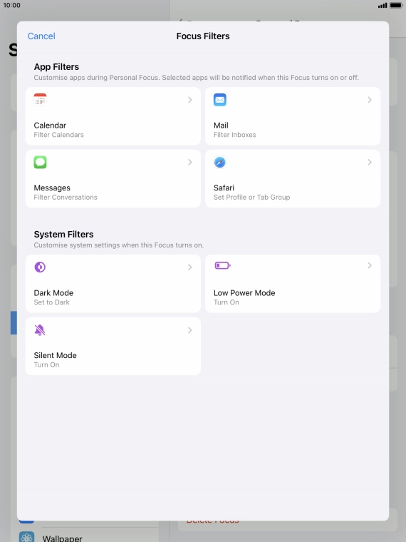 To see specific calendars in the selected focus mode, press Calendar and follow the instructions on the screen to select the required calendars. To see specific calendars in the selected focus mode, press Calendar and follow the instructions on the screen to select the required calendars.