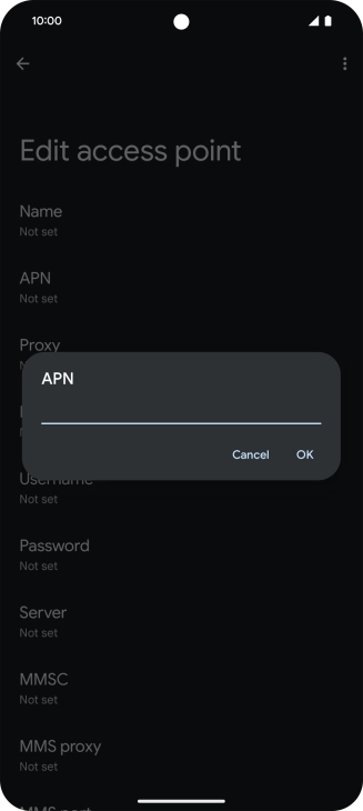 Key in wap.vodafone.co.uk and press OK.
