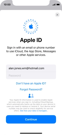 Press Password and key in the password for your Apple ID.