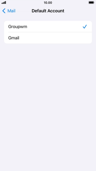Press the required email account to select the email account as your default account.