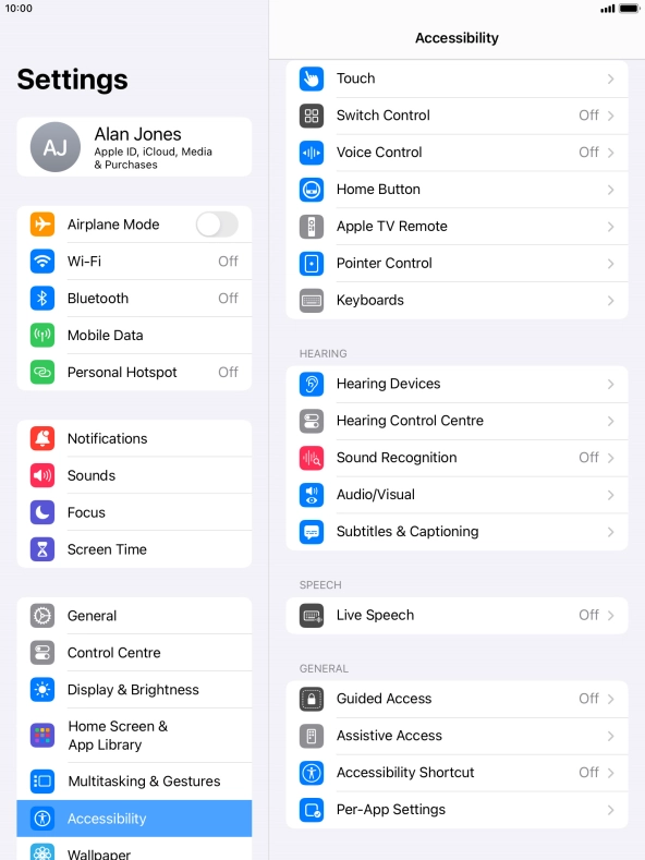 Press Live Speech and follow the instructions on the screen to select the required settings.