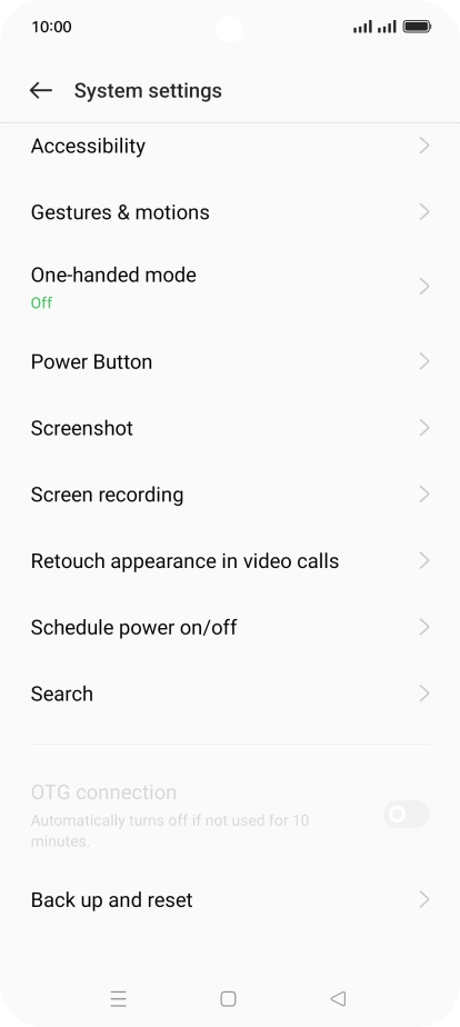Press Back up and reset.