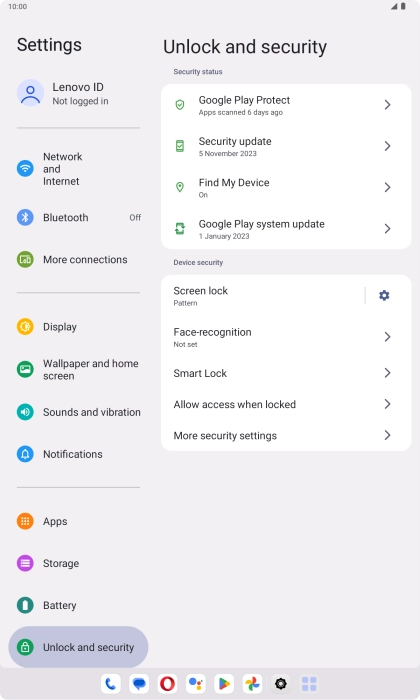 Press Screen lock and key in the current lock code.