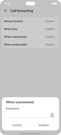 Key in +447836121121 and press ENABLE. Key in +447836121121 and press ENABLE.