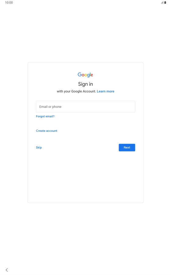 Press Email or phone and key in the username for your Google account.