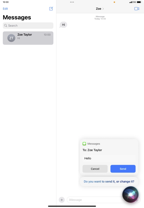 If an application is open on your tablet, such as a Mail or Messages, you can also use the functions available here, e.g.: REPLY [text].