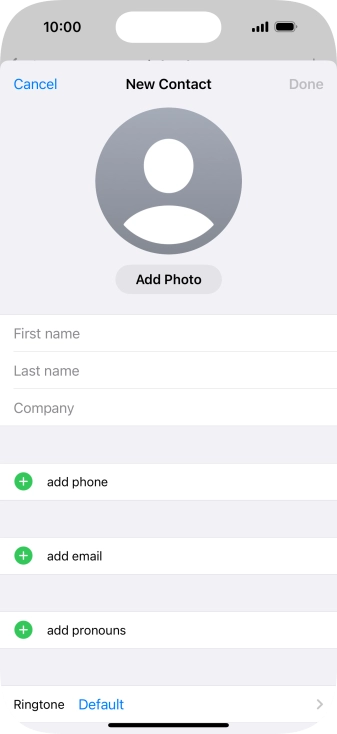 Press First name and key in the first name.