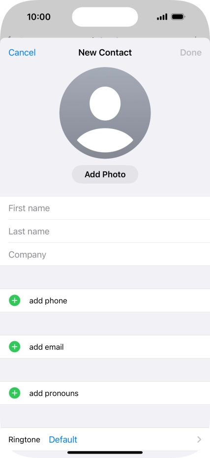 Press First name and key in the first name.