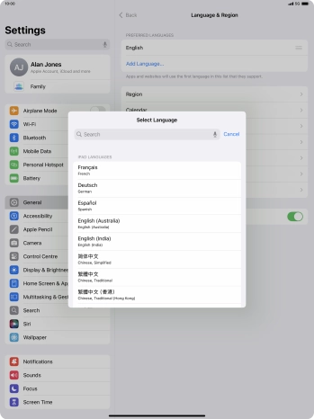 Press the required language. Press the required language.