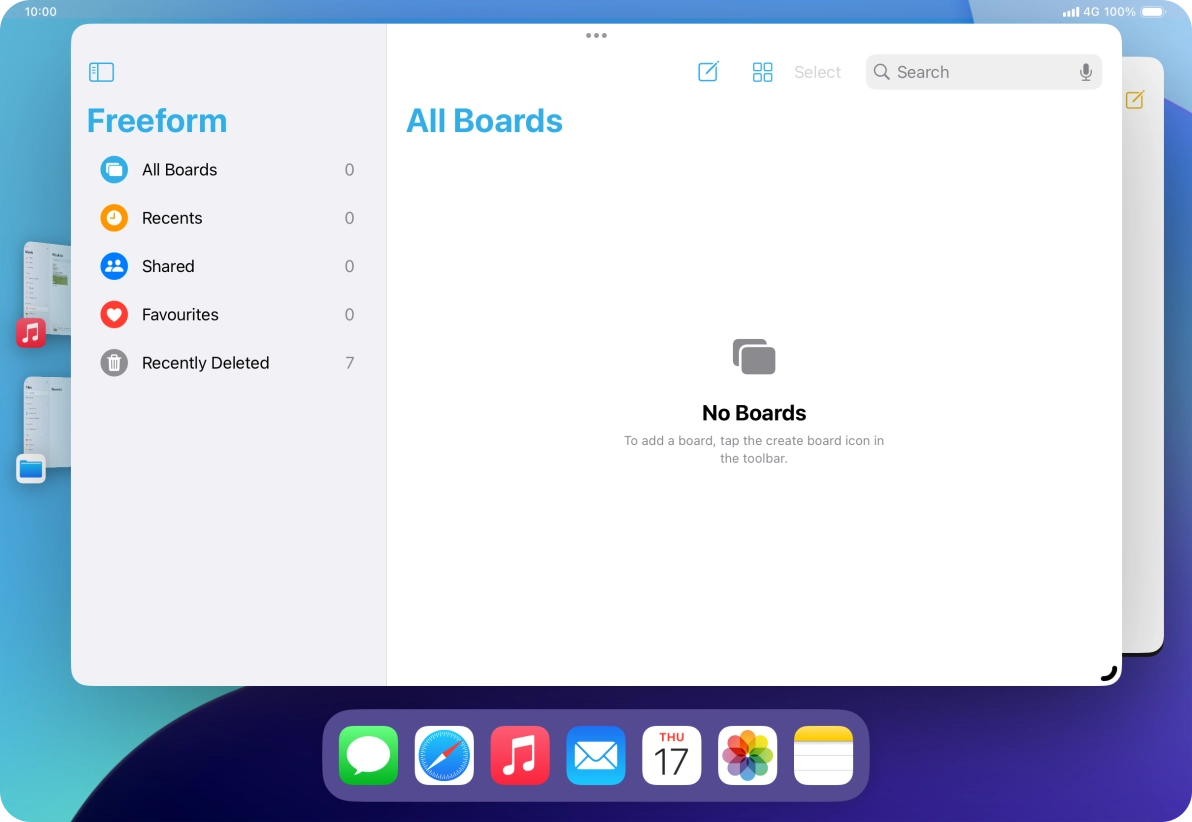 Press the required application in Dock and drag it to the required location on the screen.