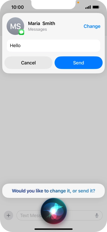 If an application is open on your phone, such as a Messages, you can also use the functions available here, e.g.: REPLY [text].