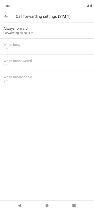 Press the required divert type.
