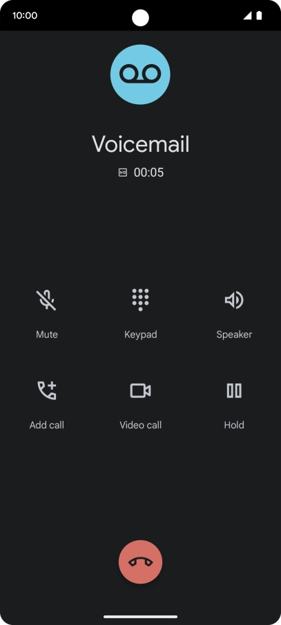 Press the end call icon.