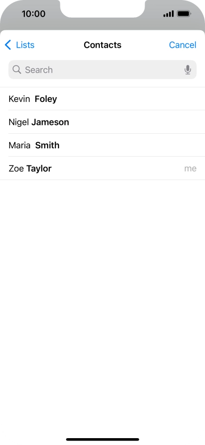 Press the required contact.