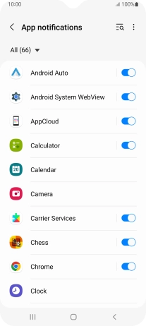 Press the indicators next to the required apps to turn the function on or off. Press the indicators next to the required apps to turn the function on or off.