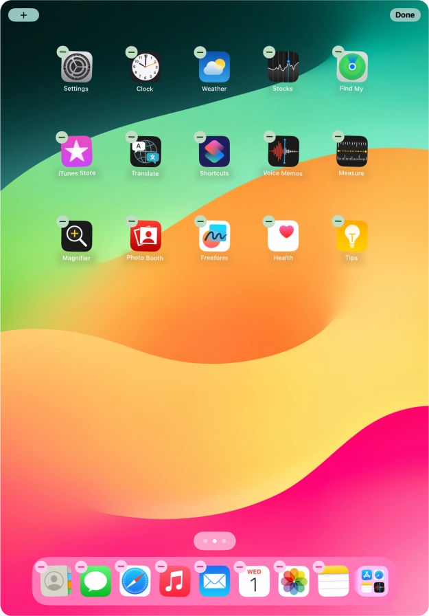 To remove an application from Dock, press and hold the required application and drag it upwards from Dock. To remove an application from Dock, press and hold the required application and drag it upwards from Dock.