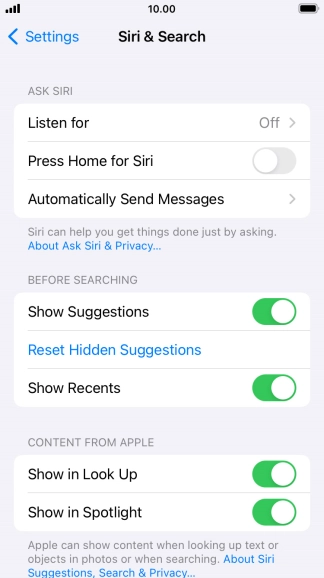 Press the indicator next to 
