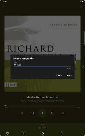 Key in a name for the playlist and press CREATE.
