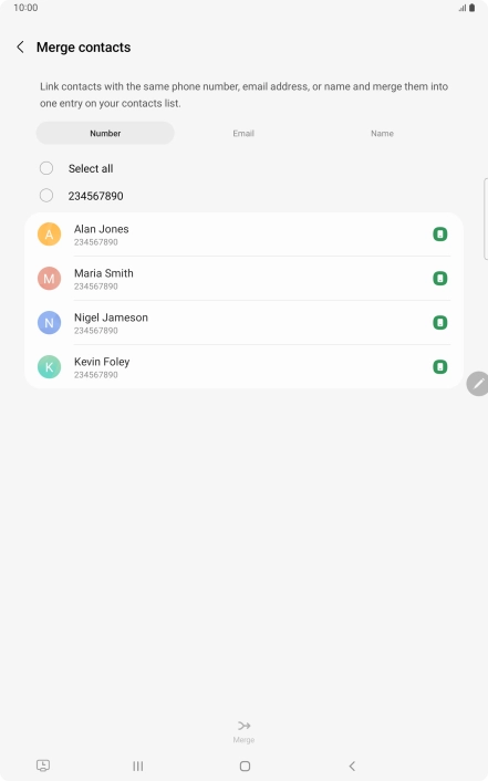 Press the field next to the required number.